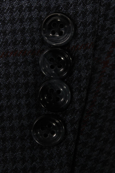Hickey Freeman Mens Blue Checked Wool Blazer Buttoned Size 44