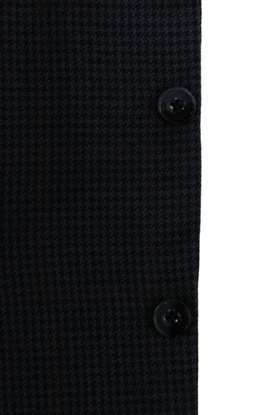 Hickey Freeman Mens Blue Checked Wool Blazer Buttoned Size 44