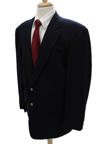 Hickey Freeman Mens Blue Solid Button Blazer Size 44