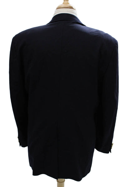 Hickey Freeman Mens Blue Solid Button Blazer Size 44