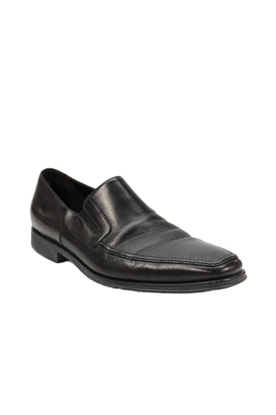 Bruno Magli Mens Leather Square Toe Loafers Black Size 10.5