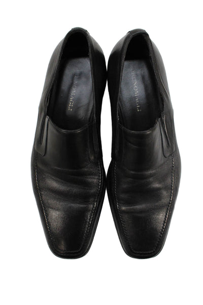 Bruno Magli Mens Leather Square Toe Loafers Black Size 10.5