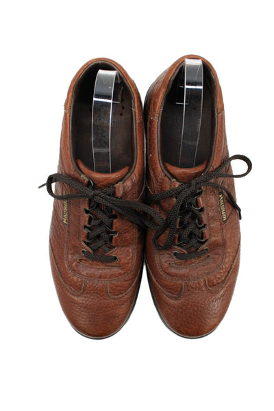 Mephisto Mens Leather Casual Lace Up Sneakers Brown Size 10.5