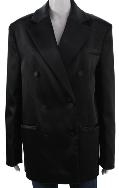 Zara Women Basic Jacket Black Satin Button Long Sleeve Size XS