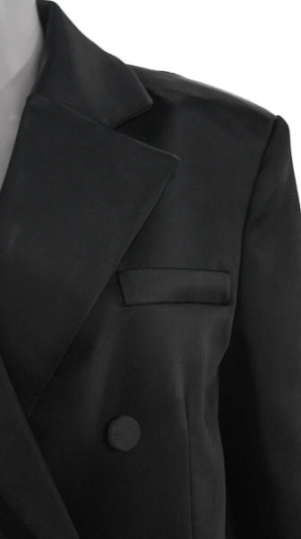 Zara Women Basic Jacket Black Satin Button Long Sleeve Size XS