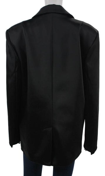 Zara Women Basic Jacket Black Satin Button Long Sleeve Size XS