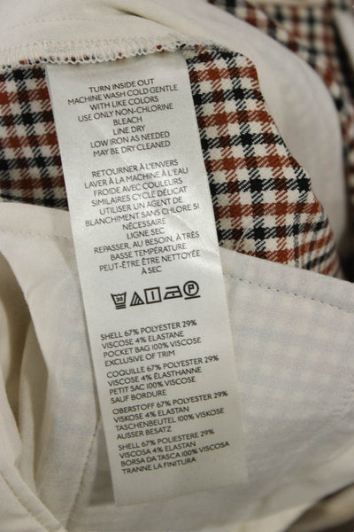 Maeve Anthropologie Womens Cropped Check Pants Brown Polyester Zip Size 6