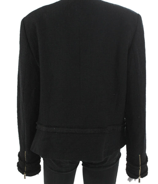 Karl Lagerfeld Womens Black Basic Jacket Zip Cotton Long Sleeve Size 16