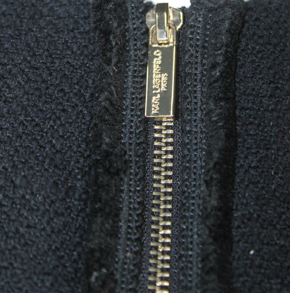 Karl Lagerfeld Womens Black Basic Jacket Zip Cotton Long Sleeve Size 16