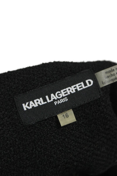 Karl Lagerfeld Womens Black Basic Jacket Zip Cotton Long Sleeve Size 16