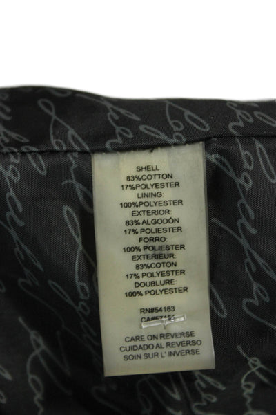 Karl Lagerfeld Womens Black Basic Jacket Zip Cotton Long Sleeve Size 16