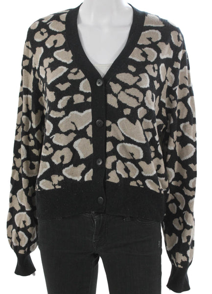 Splendid Women Multicolor Animal Print V Neck Cardigan Long Sleeve Size XL