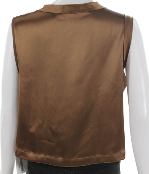 Ro & De Women Brown Basic Tank Polyester Round Neck Size M