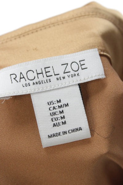 Rachel Zoe Womens Short Sleeve Collared Button-Up Brown Polyester Basic Size M