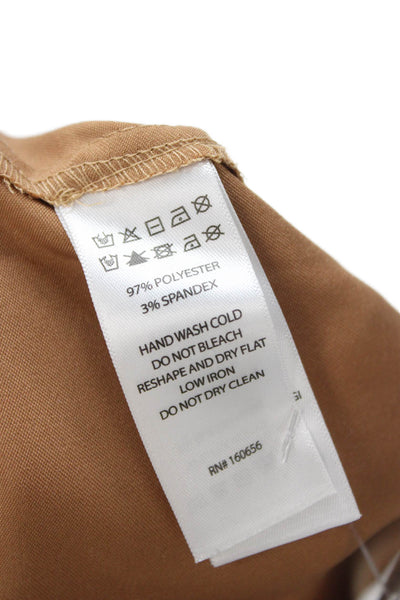 Rachel Zoe Womens Short Sleeve Collared Button-Up Brown Polyester Basic Size M