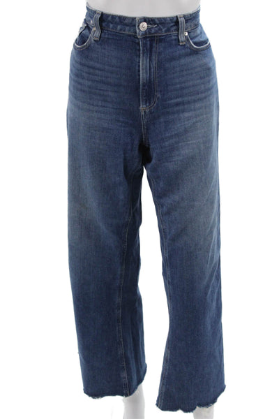 Paige Womens Ankle Jeans Blue High Rise Button Cotton Blend Size 28