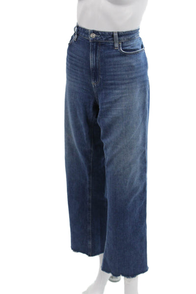Paige Womens Ankle Jeans Blue High Rise Button Cotton Blend Size 28