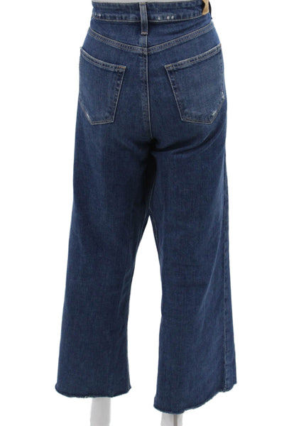 Paige Womens Ankle Jeans Blue High Rise Button Cotton Blend Size 28