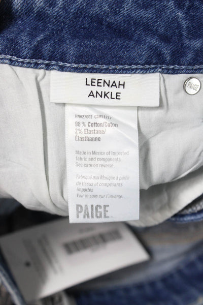 Paige Womens Ankle Jeans Blue High Rise Button Cotton Blend Size 28