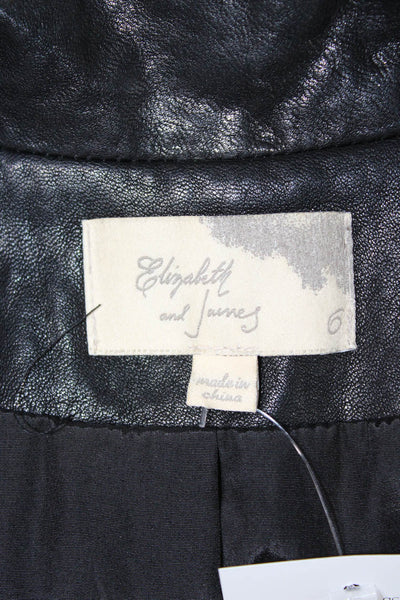 Elizabeth & James Womens Leather Pant Suit Blazer 3/4 Sleeve Black Size 6