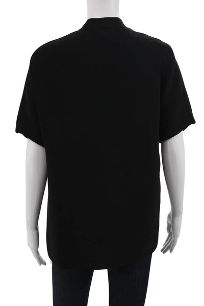 Vince Women Tunic Blouse Black V Neck Short Sleeve Polyester Size XS