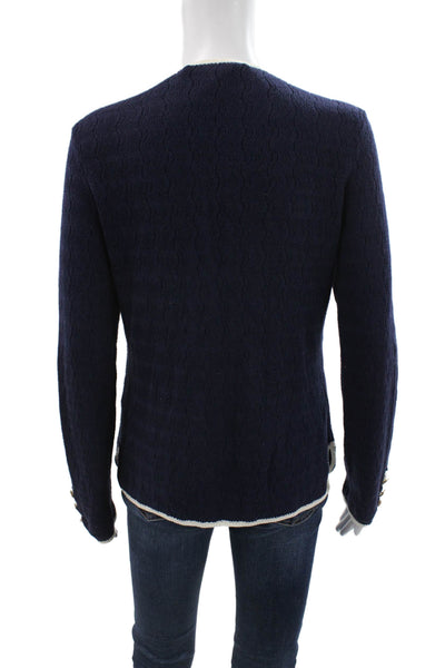 Trina Turk Womens Cardigan Blue Long Sleeve Round Neck Viscose Size S