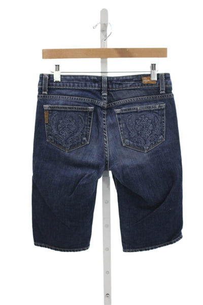 Paige Womens Bermuda Shorts Blue Cotton Button Size 28