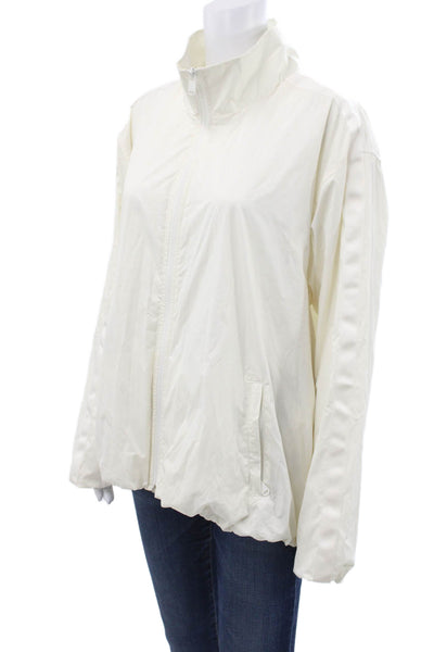 Athleta Womens Windbreaker White Zip Athleisure Long Sleeve Polyester Size XL