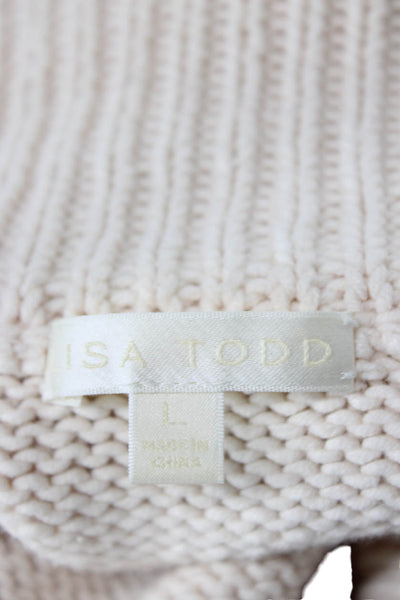Lisa Todd Womens Pullover Turtleneck Sweater Ivory Geometric Star Size L