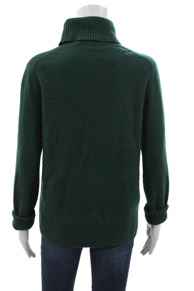 Aqua Cashmere Women Green 100% Cashmere Turtleneck Pullover Basic Size L