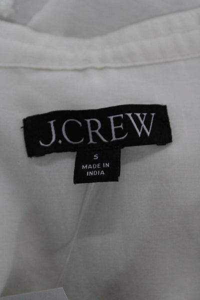 J Crew Womens Kaftan Dress White Polka Dot V-Neck Short Sleeve Long Size S
