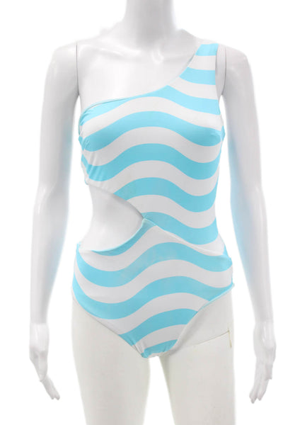 Solid & Striped Women Blue Striped Swimsuit Recycled Polyamide Size M