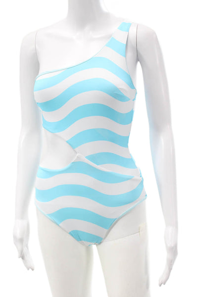 Solid & Striped Womens One Piece Swimsuit Blue Striped Polyamide Size XS
