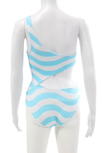 Solid & Striped Womens One Piece Swimsuit Blue Striped Polyamide Size XS