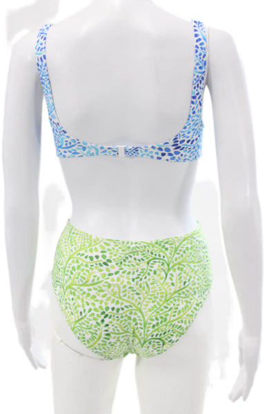 Solid & Striped Womens One Piece Swimsuit Blue Floral Polyamide Size XS