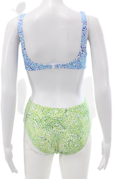 Solid & Striped Womens One Piece Swimsuit Blue Floral Leaf Size S
