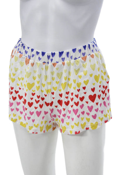 Stripe & Stare Womens Heart Collar Short Sleeve Pajama Set Multicolor Sz S