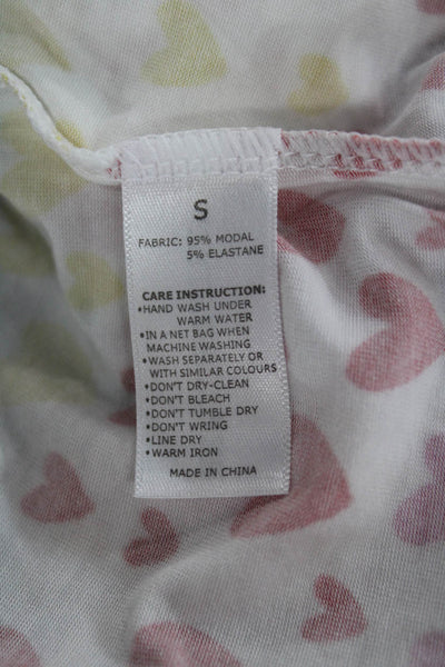 Stripe & Stare Womens Heart Collar Short Sleeve Pajama Set Multicolor Sz S