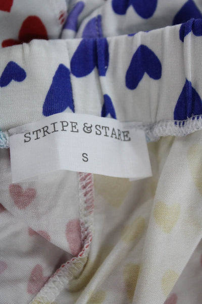 Stripe & Stare Womens Heart Collar Short Sleeve Pajama Set Multicolor Sz S
