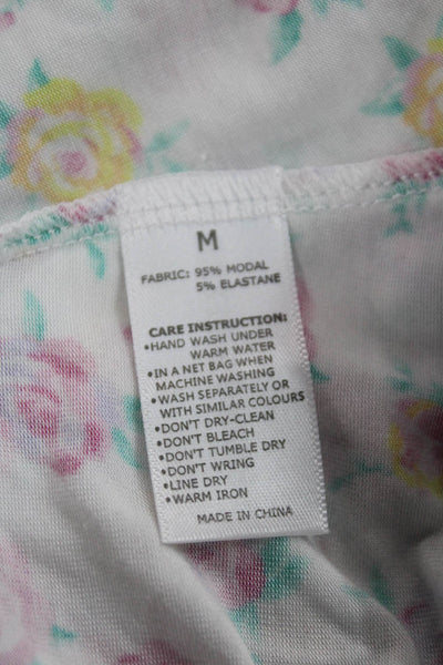 Stripe & Stare Womens Floral Lace Trim Sleeveless Pajama Set White Multi Size M