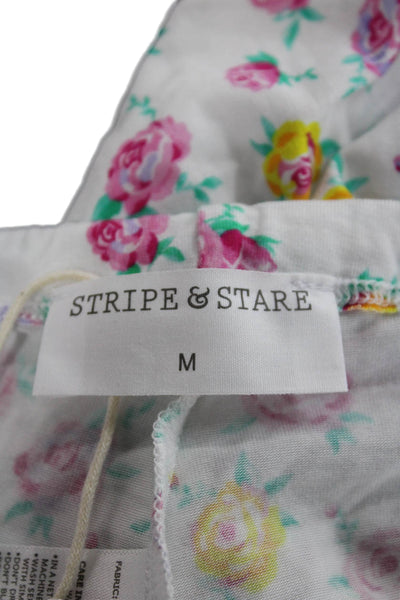 Stripe & Stare Womens Floral Lace Trim Sleeveless Pajama Set White Multi Size M