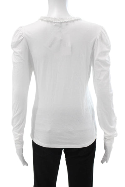Generation Love Womens Basic V-Neck Long Sleeve White T-Shirt Size S
