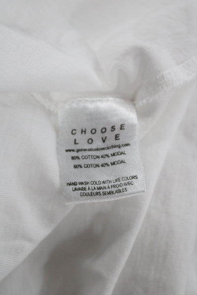 Generation Love Womens Basic V-Neck Long Sleeve White T-Shirt Size S
