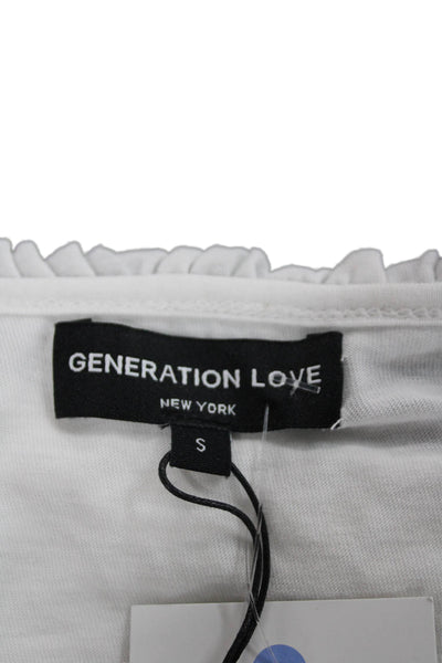 Generation Love Womens Basic V-Neck Long Sleeve White T-Shirt Size S