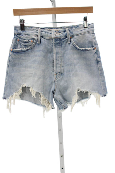 Mother Superior Womens Cut-Off Blue Cotton Blend Shorts Button Size 27