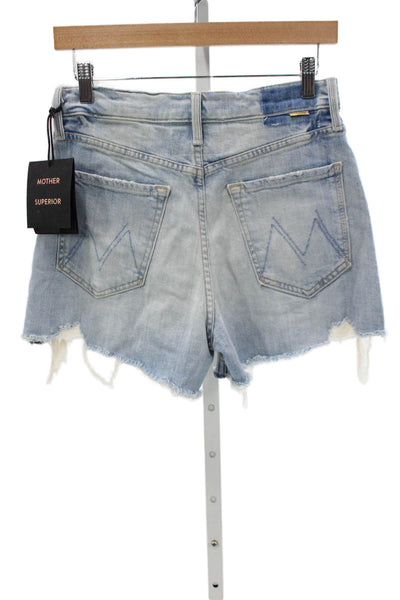 Mother Superior Womens Cut-Off Blue Cotton Blend Shorts Button Size 27
