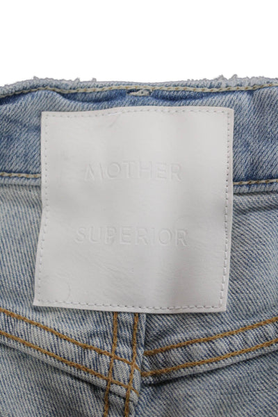 Mother Superior Womens Cut-Off Blue Cotton Blend Shorts Button Size 27