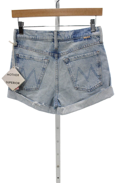 Mother Superior Womens Cut-Off Shorts Blue Cotton Size 24
