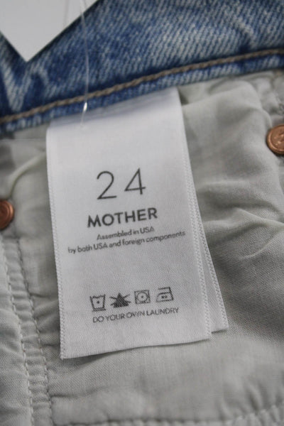 Mother Superior Womens Cut-Off Shorts Blue Cotton Size 24