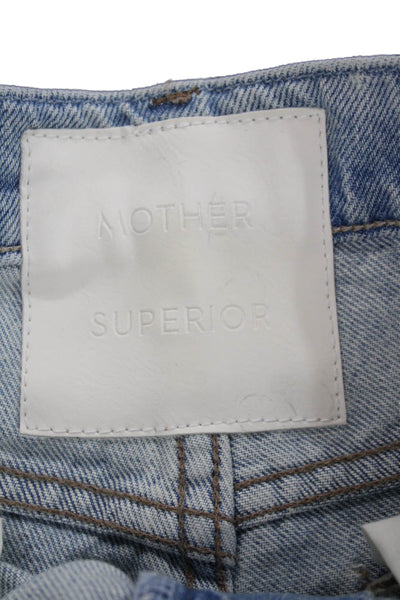 Mother Superior Womens Cut-Off Shorts Blue Cotton Size 24